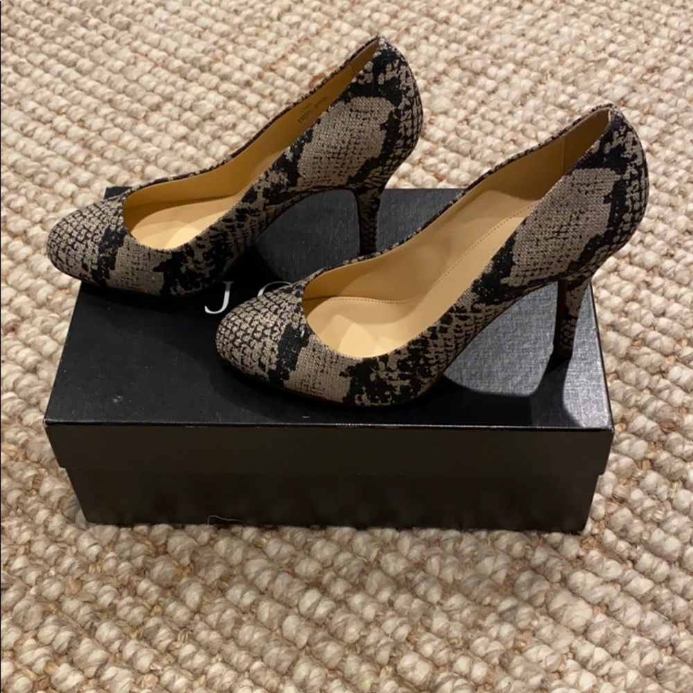 NIB NWT J Crew Mona snake printed animal print pumps fabric dress heels 7.5 M - Picture 4 of 11
